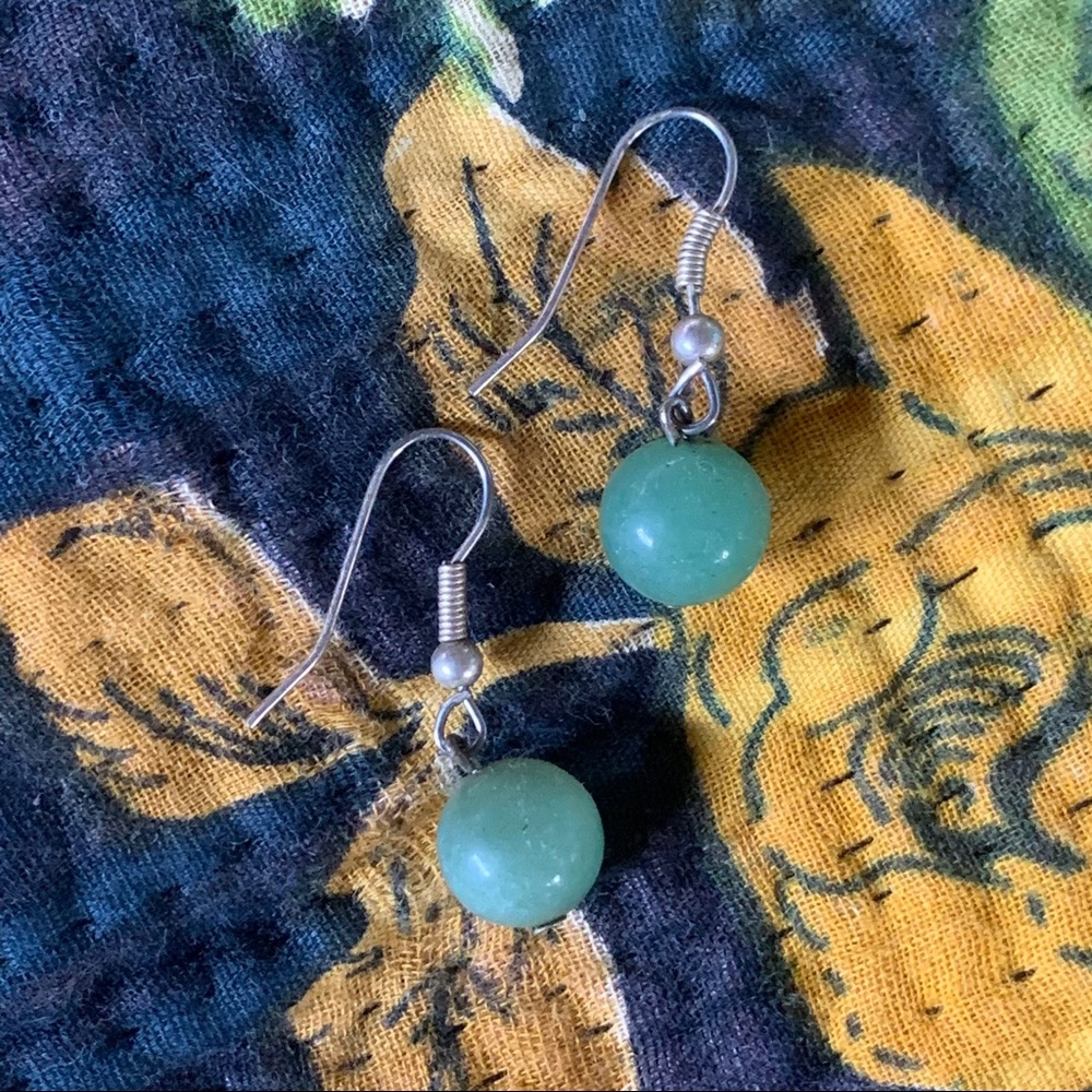 Jade Green Ball Earrings